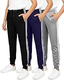 Real Essentials 3 Pack: Boy's Mesh Jogger Sweatpants - Youth Kids Baseball Football Athletic Pants with...
