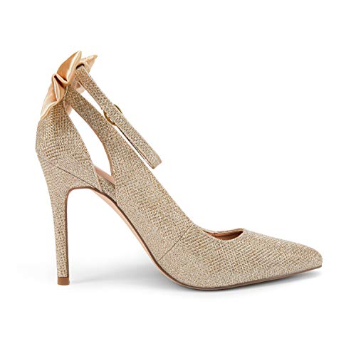 Image of Fashare Womens High Heels Bow Tie Back Sexy Stiletto Ankle Strap Wedding Dress Pumps Shoes