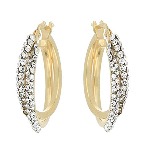 DelPiaPendientes de oro de 18 quilates con 2 líneas de Swarovski, Dea Horta
