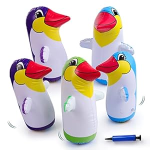 Opblaasbare pinguïn, 5 stuks pinguïn tumbler-beeldje, opblaasmannetje, pinguïn, opblaasbare bokszak, opblaasbare…