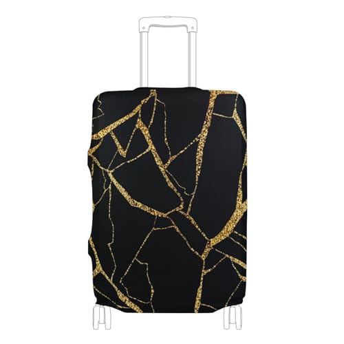 Joisal Marble Black Gold Paint Stock Suitcase Covers Luggage Protector Custom Elastic Travel Essentials for Women Graphic, S, Fits 18-20 Inch Case