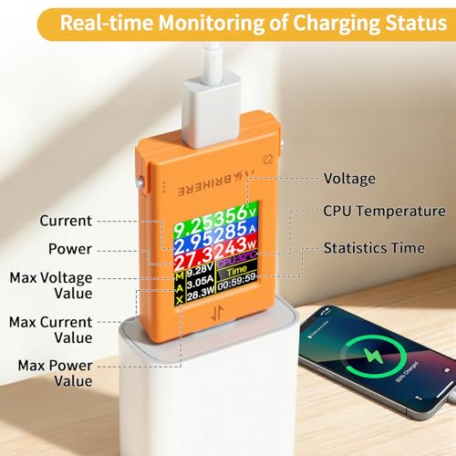 Image of USB C Power Meter USB C Tester, 6-Digit USB Multimeter 4.5-50V 0-12A Two-Way Measurement Voltage Current Capacity Amp Volt Voltmeter Ammeter Detector Color Display Digital Tester for Chargers Cable