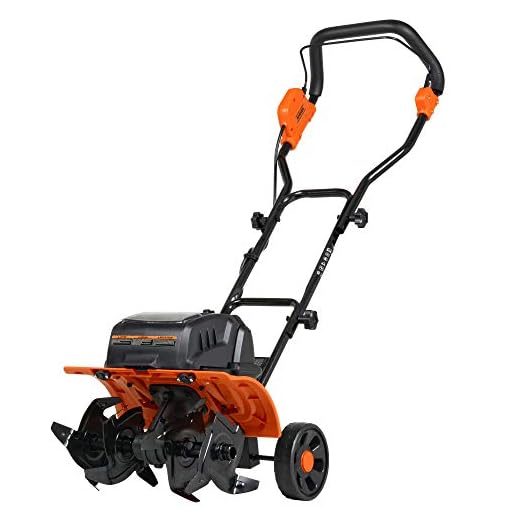 SuperHandy Tiller Cultivator Rototiller Electric Portable 40V 14" Inch Tilling Width 4 Premium Steel Adjustable Forward Rotating Tines for Garden & Lawn, Digging, Weed Removal & Soil Cultivation