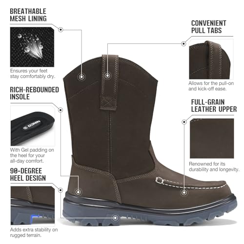 Image of NINGO Steel Toe Work Boots for Men, Waterproof Slip Resistant Work Boots for Men, Wide Toe Comfortable Mens Safety Work Shoes with Zero Drop, Oil Resistant for Construction, Industrial, Warehouse