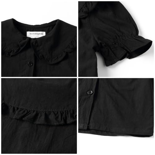 Image of Mud Kingdom Little Girls Peter Pan Collar Blouse Cotton Short Sleeve Button Up