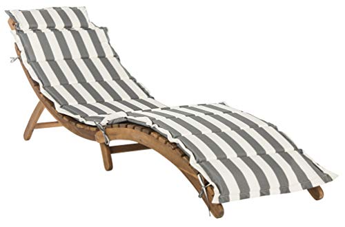 SAFAVIEH-Outdoor Collection Pacifica Natural/ Grey Stripe Cushion 3-Piece Chaise Lounge Set with Table SAFAVIEH-Outdoor Collection Pacifica Natural/ Grey Stripe Cushion 3-Piece Chaise Lounge Set with Table