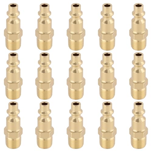 HASAOMOI Brass 1/4 Inch NPT Male Industrial Air Hose Quick Connect Adapter, Air Coupler and Plug Kit, Air Compressor Fittings, 15pcs (Male NPT) by HASAOMOI - Used condition - US$12.36