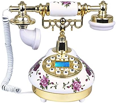 Benotek Corded Antique Landline Telephones, Ceramic Made Old Fashion Home Phone, Classic Decorative Single Line Desk Telephone for Office Decor