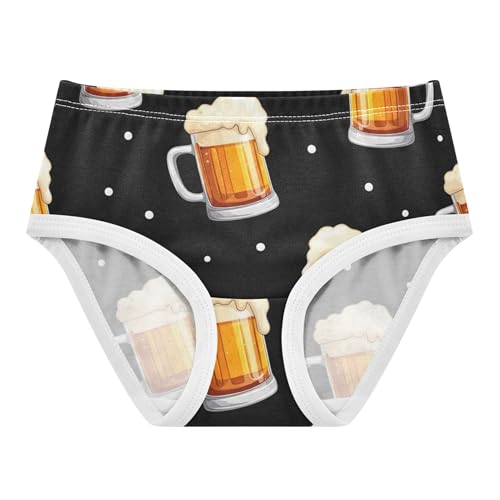 Girls Underwear Toddler 2t Cotton Cute Panties Girl Funny Briefs Girls Undies Cheerful Beer Mugs Black