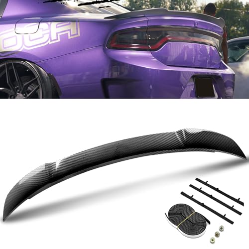 Rear Spoiler Compatible with Dodge Charger 2011-2021 RT SXT SRT Rear Trunk Lip Rear Spoiler Wing Black Carbon Fiber Style