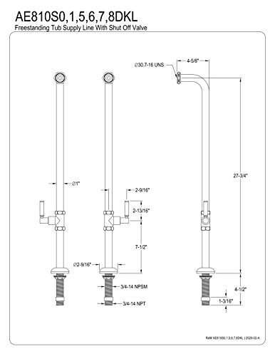 Kingston Brass Ae810S8Dkl Concord Freestanding Tub Supply Line, Brushed Nickel #TOP5