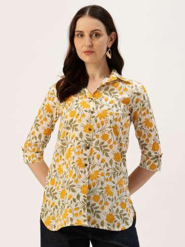 Image of feranoid Classic Collared Cotton Shirt with 3 /4 Sleeve for a Timeless Casual Look
