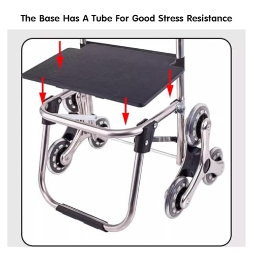 Carrello pieghevole per scale a 6 ruote Carrello per la spesa in acciaio inossidabile resistente Capacità 25 kg Carrello portatile Utility per la spesa domestica e uso esterno