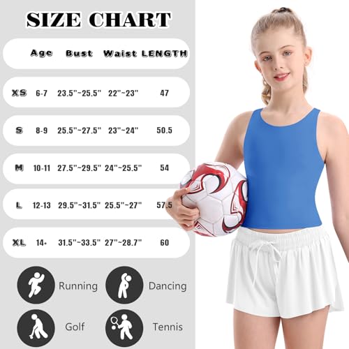Image of DOCUMO Girls Tank Tops Double Lined Racerback Crop Tops for Kids Sleeveless Workout Tops for Dance, Yoga, Running, Sports