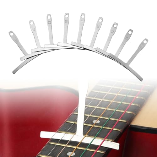 MIRKUZI Radienlehren 9er-Pack Gitarrenradiusmessgerät, Gitarrenmesswerkzeug, Radius-Saitenmessgerät, Gitarrenmessgerät für Gitarrenbass-Steg-Griffbrett-Sattel