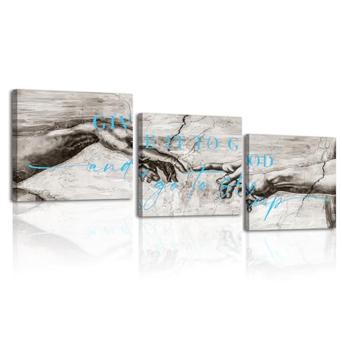 Piy Painting Arte Mural En Blanco y Negro, Dáselo a Dios, La Creación De Adán Reproducción De Cuadros Famosos, Cuadro Sobre Lienzo Para Dormitorio Salón Baño Entrada Cafetería, 3x30x30 cm (90x30 cm)