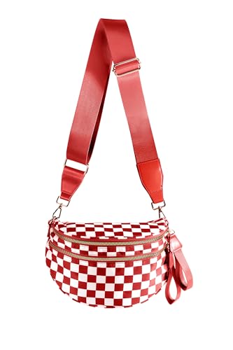 Spacious Checkered Nylon Crossbody Bag