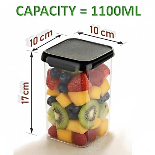 Image of Kitchen Storage Containers Set of 6 | Airtight BPA Free Food Storage Containers with Lids | Transparent Pantry Organizer for Rice, Dal, Flour, Sugar, Cereals & Grocery Storage (set of 6, 1100ML)
