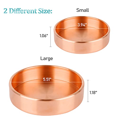 Exttlliy Circular Copper Ring Holder Jewelry Organizer Trays Muti-Functionary Storage Dish With Edge Roll For Key Earring Bracelet (Rose Gold, Small) #TOP1