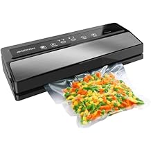GERYON Vacuum Sealer, Vacuum Sealer Machine for Food Storage with Sealer Bags & Roll, Automatic Food Sealer for Sous Vide, Compact Design, LED Lights, Easy to Clean, Dry & Moist Modes Silver