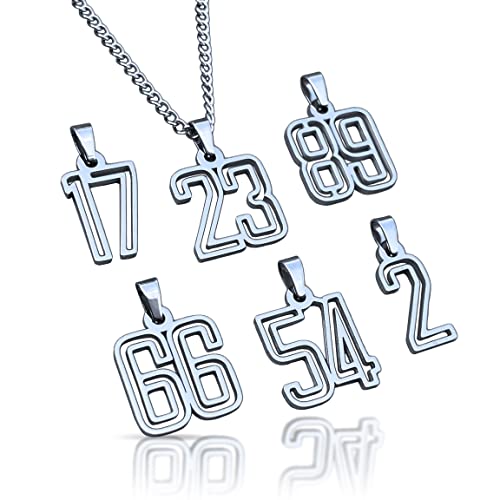 Elite Athletic Gear 00-99 Varsity Number Pendant With Chain Necklace - Stainless Steel