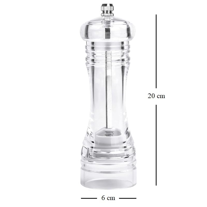 Virsus 2 Macina Sale e Pepe Manuale Trasparenti 4201, Macinapepe In Acrilico con Smerigliatrice in Ceramica, Finezza Regolazione, Dosatore per Pepe, Sale, Spezie, Erbe (20 cm)