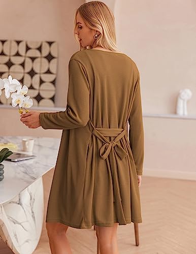 Image of Ekouaer Pajamas for Women Set 3 Piece Lounge Set Soft Pajama Sets Waffle Knit Tank Top and Shorts Cardigan with Pockets S-XXL