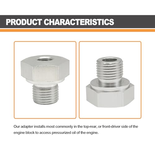 LS Engin Swap Oil Pressure Sensor Adapter, M16-1.5 Adapter to 1/8 NPT Oil Pressure Sensor Fitting for All GM LS Engines LS1 LSX LS3 4.2L 4.3L 4.8L 5.3L 6.0L 6.2L - Thumbnail 5