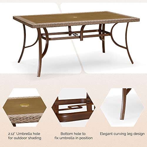 Purple Leaf 7 Pieces Outdoor Dining Set For Outside Garden Porch Patio Dining Furniture Set With 2 Patio Swivel Chairs&4 Fixed Cushioned Dining Chairs And 1 Rectangular Dining Table #TOP4