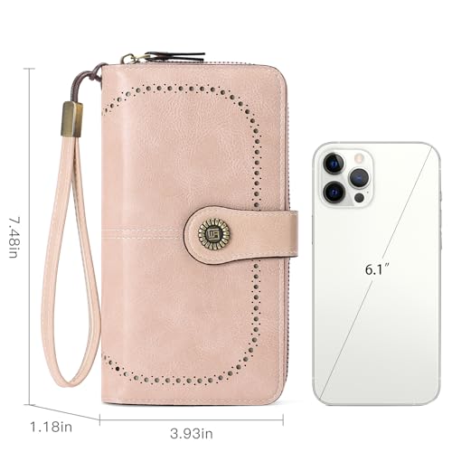 Image of RNIEGA Womens Wallet Leather Billfold RFID Blocking Credit Card Holder Wristlet Wallets for Women Ladies Purses with Zipper Coin Pocket