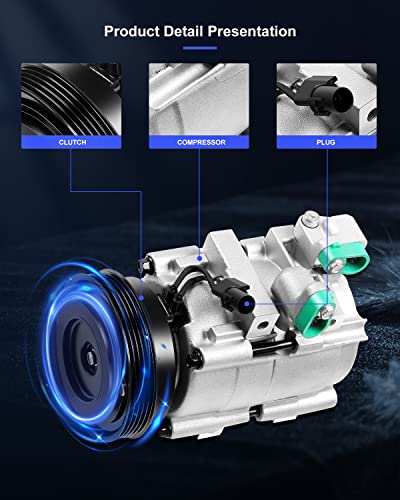 Image of ECCPP AC Compressor for Hyundai Santa Fe for Kia Optima 2.4L 1999-2008 | for Kia Optima L4 2.4L 2001-2006 Fast Cooling AC Compressor with Clutch