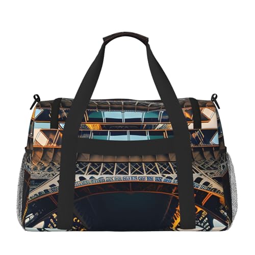 Paris Eiffel Tower Picture Print Travel Duffle Bag For Men Women Sport Gym Handbag With Shoulder Strap For Travel2