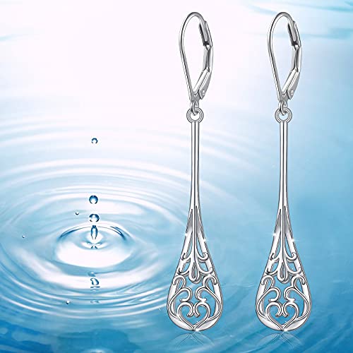S925 Sterling Silver Vertical Drop Dangle Earrings Gift for Women Teenage2