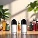 Junfamilee 2Pcs 50ml Clear Glass Roll on Bottles Empty Roller Bottles Refillable Rollerball Essential Oil for Cosmetics Roller Refillable Containers Accessories（Black 10.5 * 4.1cm