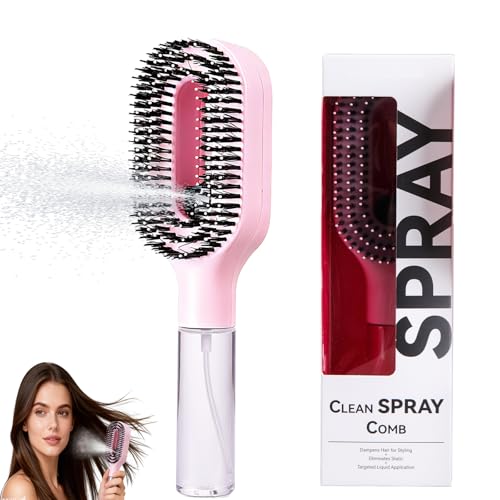 Hair Brush with Water Spray, 2-in-1 Detangling Tool for Frizz Control, Portable…