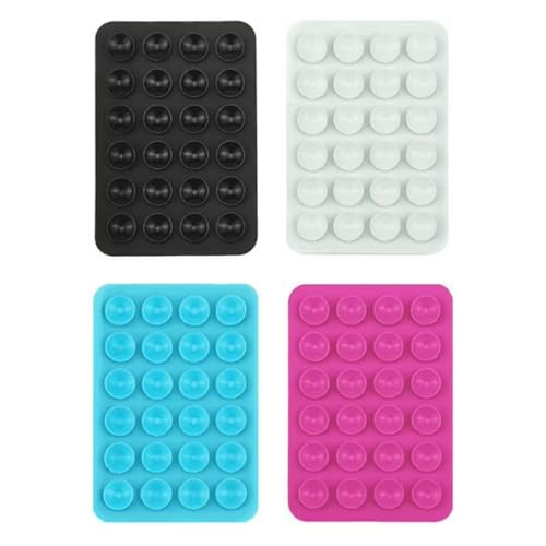 MUNZE Ventosa Movil, 4 Piezas, Colores Negro, Blanco, Rosa Fuerte Y Azul, Tamaño Estándar, Para Selfies Y Videos