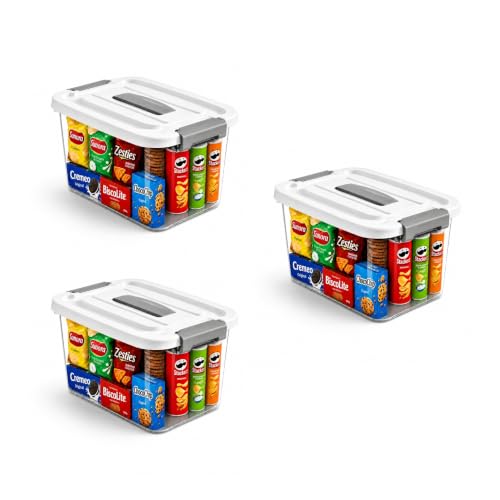 Image of KREPS Plastic Storage Bins With Latching Lids Stackable Containers, Large Storage Box For Bedroom, Basement, Classroom, Camping, Office (TRANSPARENT, MEDIUM - 12 X 8.5 X 7 INCH, PACK OF - 3)