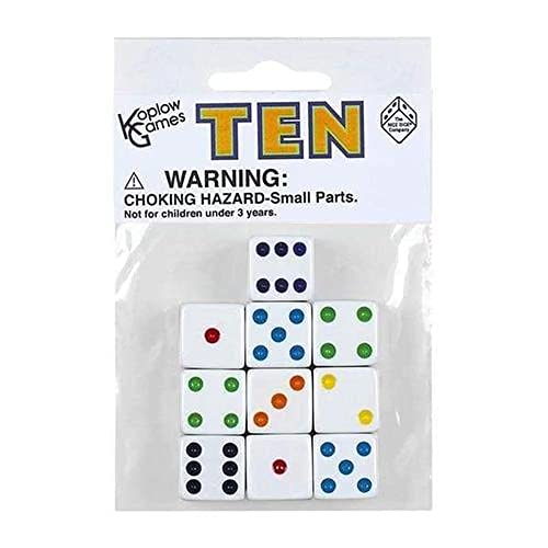 Set Of 10 Six Sided Square Opaque 16Mm D6 Dice -Red With Black Pip Die By Koplow Games #TOP1