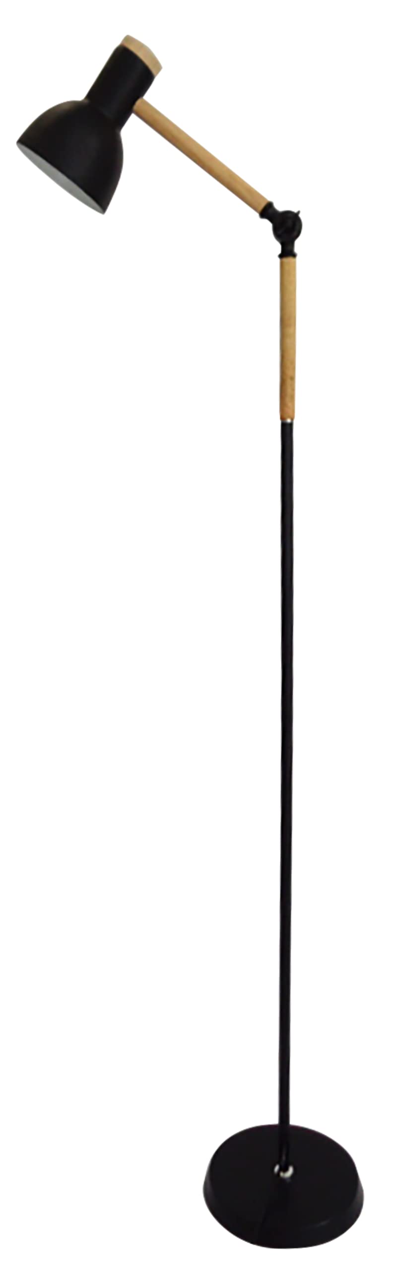 BEL AIR HOME - Lámpara de Pie TEACHER En Metal y Madera - Altura 155 cm - Portalámparas E-27 (BOMBILLA NO INCLUIDA)- Diseño Moderno Elegante - Ideal para Salón, Comedor, Oficina, Habitación (NEGRO)