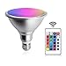 Bonlux Bombilla LED RGB reflectora E27, regulable RGB con mando a distancia y temporizador, 20 W, cambio de color, para casa, fiesta, resistente al agua IP65