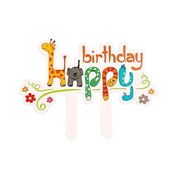 Happy Birthday Cake Topper (Multicolor Pack of 6)
