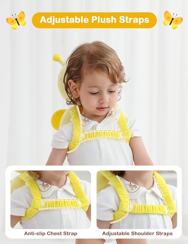 Image of JunNeng Baby Head Protector Backpack for Walking Crawling,Yellow Butterfly | Soft, Breathable, Adjustable, Baby Fall Back Head Protector for Falling