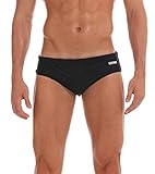 Arcweg Badehose Herren Badeslip Kurz Eng Jungen Schwimmhose Abnehmbares Pad Freizeit Kurze Badehose Sommer Beachshorts Supermini High Slip Sommer Schwarz M(EU)-MarkeGröße M, Taille 78-86cm