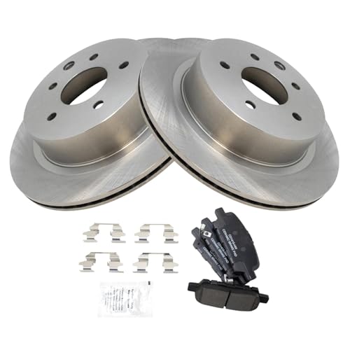Image of TRQ Rear Brake Pad and Rotor Set Ceramic Compatible with 2003-2005 Infiniti G35 350Z 2011-2017 Leaf 2014-2017 Juke Rogue