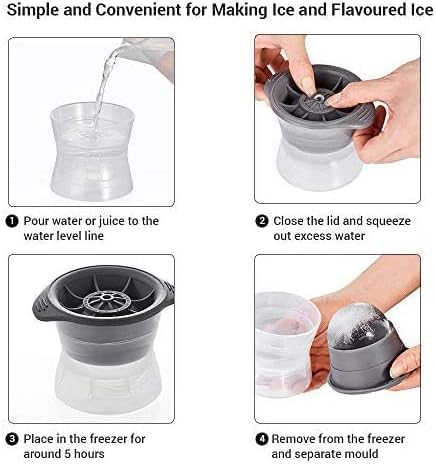 Molde de silicona para cubos de hielo grandes de 6 cm, 2 piezas miniatura 3