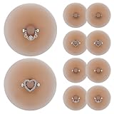 Tondiamo 4 Pairs Silicone Nipple Covers with Piercing Diamond Adhesive Reusable Fake Nipple for Women With Piercing (3.2 Inch,Silver Style,Light Brown)