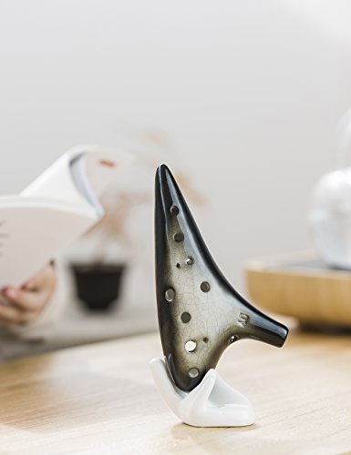 ”Joy Of Wood Thrush” 12 Hole Alto C Ceramic Ocarina In Exquisite Craft (Gradient Black) #TOP3