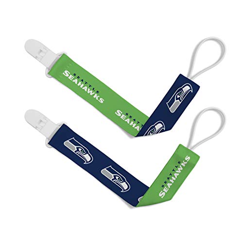 Baby Fanatic Officially Licensed Unisex Pacifier Clip 2-Pack - NFL Seattle Seahawks - Officially Licensed Baby Apparel