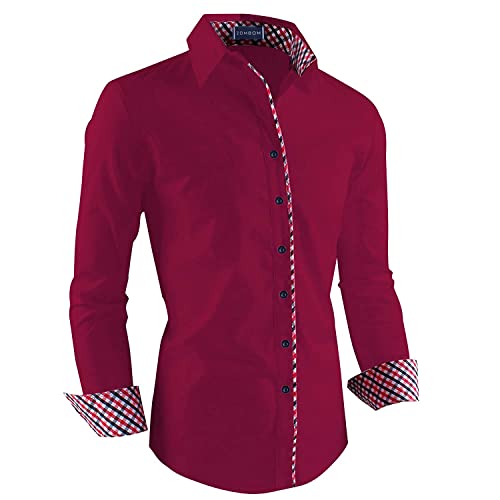Image of Zombom Combo of Men's Solid Regular Fit Cotton Blend Full Sleeve Casual Shirts (Pack of 2)