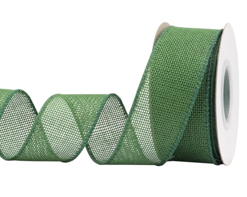 Joycrosso Burlap Wired Edge Ribbon 1.5 inch x 10 Yards, Forest Green, Ideal for Crafting, Gift Wrapping, Wreath, Christmas Tree, and Rustic Wedding Decorations